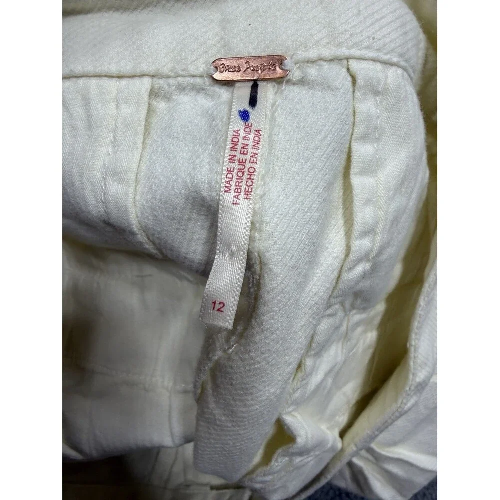 Free People Barrel Pants Ivory Women Pleated Preppy Vacay Boho Retro Size 12 New